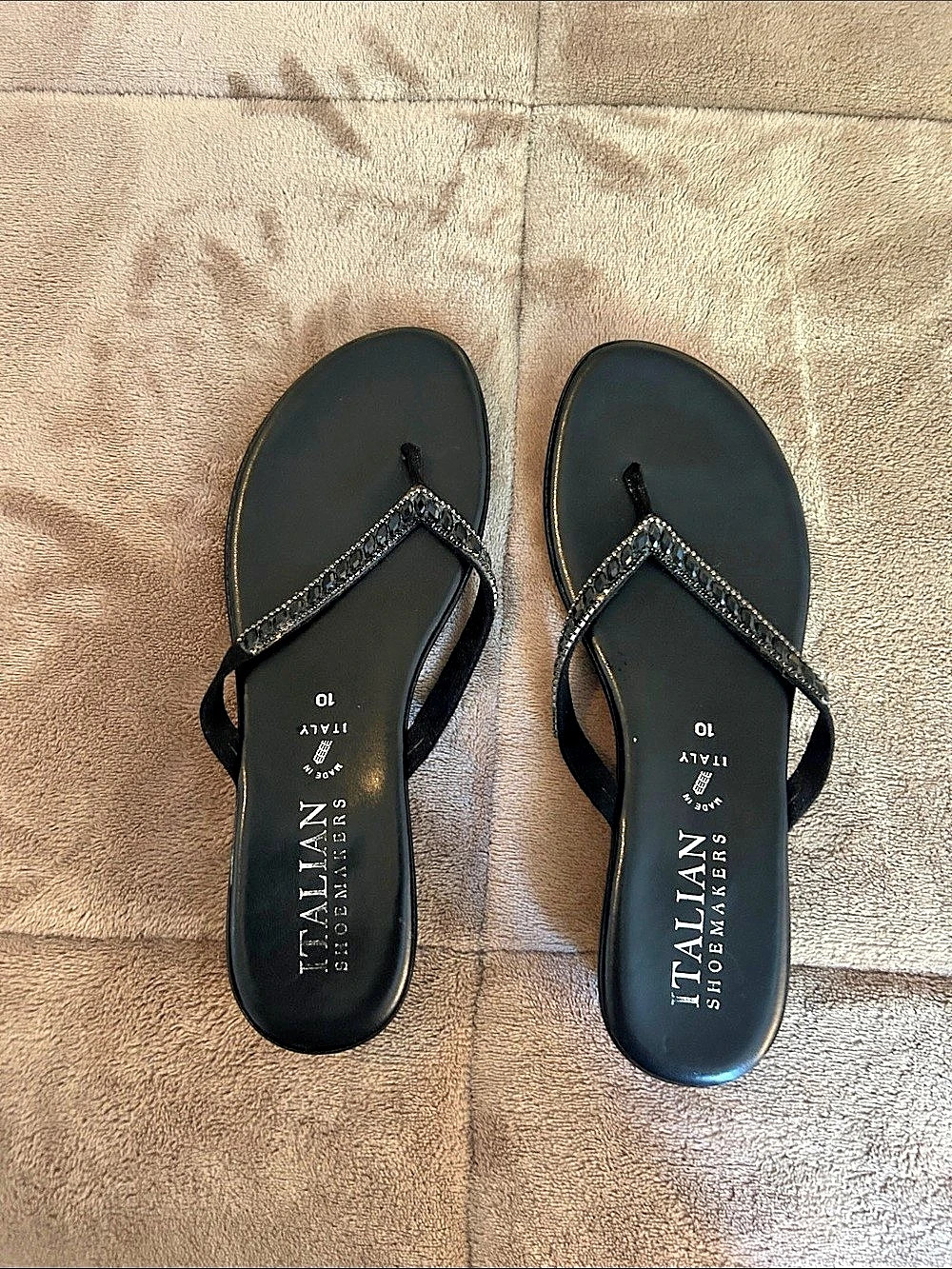 Italian Shoemakers Black Embellished Wedge Sandals US 10 Like New